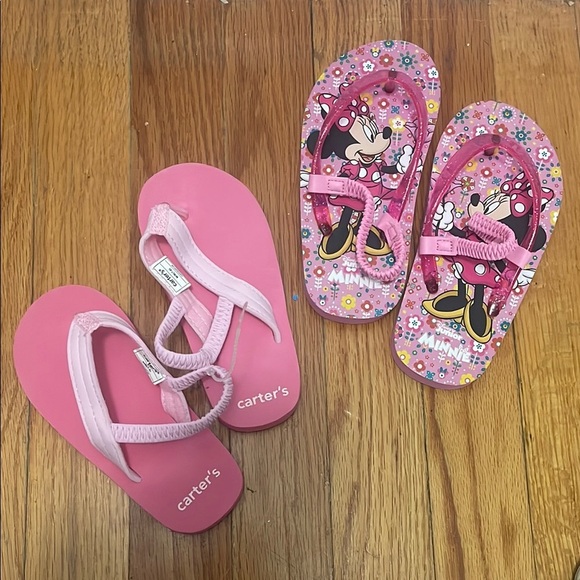 Carter's Pink Toddler Flip Flops & Minnie Mouse Flip Flops - Picture 1 of 6